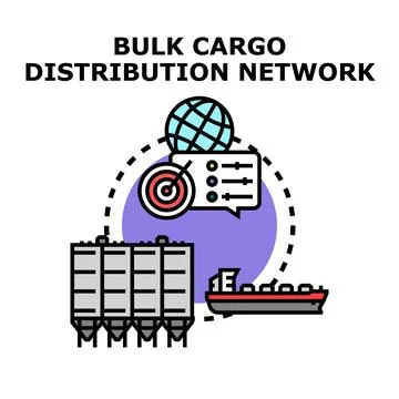 Bulk cargo distribution network global logistics concept planning Stock Illustration