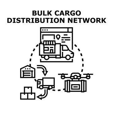 Bulk cargo distribution network logistics and delivery concept 库存插图