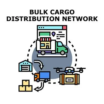 Bulk cargo distribution network logistics and delivery concept Ilustração Stock