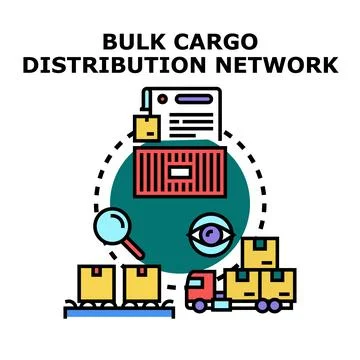 Bulk cargo distribution network managing global logistics イラスト素材