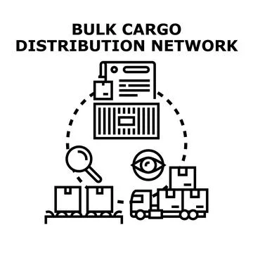 Bulk cargo distribution network managing global logistics Stock Illustration