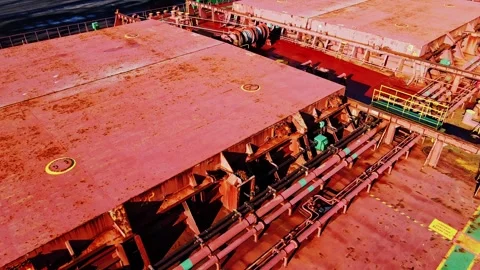 Bulk Carrier At Coal Terminal - Cargo Ship Ready For Industrial Loading Stock Footage 344079812