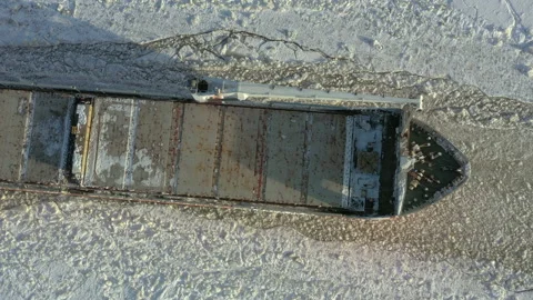 Bulk carrier moves in ice. Stock Footage 156657885