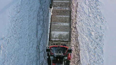 Bulk carrier moves in ice. Stock Footage 156957139