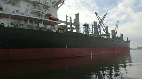 Bulk carrier at port of Riga Stock Footage 36448168