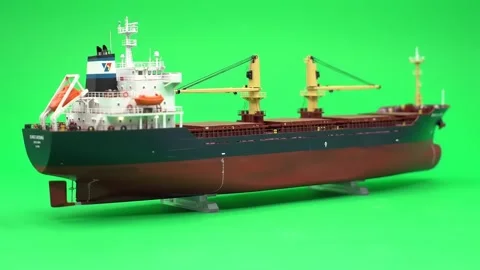 Bulk Carrier Ship Model on Green Screen Maritime Industry Visual Video stock 317216467