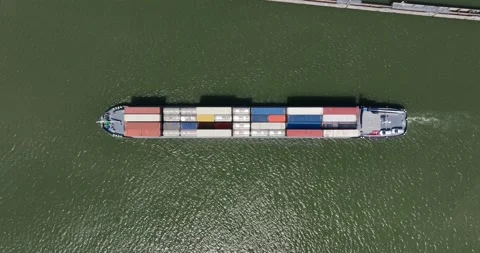 Bulk container merchandise cargo transportation freighter carrier sailing over Stock Footage 198327283