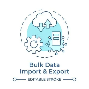Bulk data import and export soft blue concept icon Stock Illustration