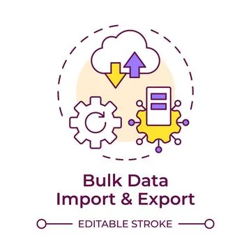 Bulk data import and export multi color concept icon Stock Illustration