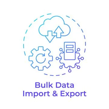 Bulk data import and export blue gradient concept icon Stock Illustration