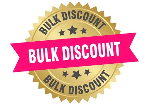 Bulk discount. bulk discount round pink and gold label isolated on transpar.. Stock Illustration