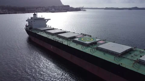 Bulk Freighter Tai Kingdom Bow to stern slow dolly shot 4K footage Stock Footage 149335183