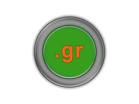 Bulk green button with the designation of domain of Greece, white background Stock Illustration