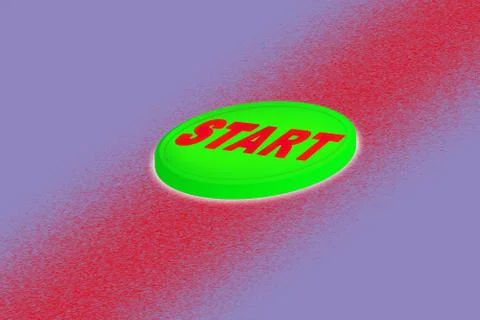 Bulk green button labeled start on the gradient background Stock Illustration