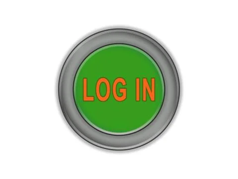 Bulk green button that says LOG IN, white background Stock Illustration