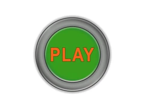 Bulk green button that says PLAY, white background Stock Illustration