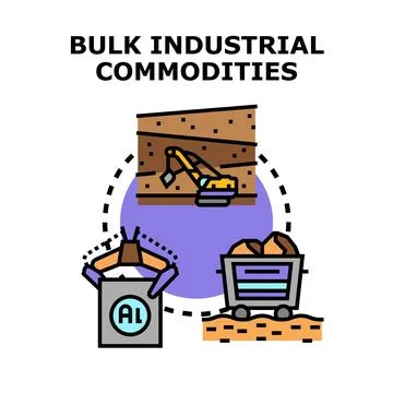 Bulk industrial commodities concept extracting resources and material Stock Illustration