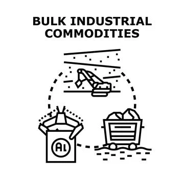 Bulk industrial commodities concept extracting resources and material Stock Illustration