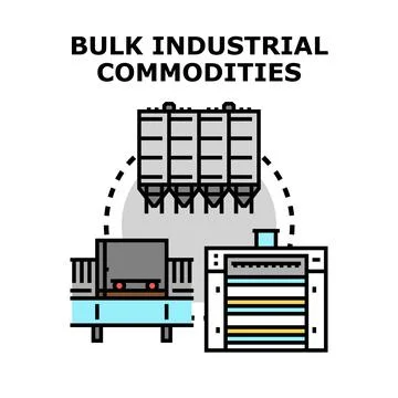 Bulk industrial commodities storing and processing concept Stock Illustration