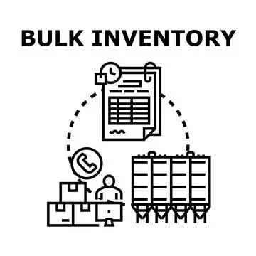 Bulk inventory management processing control and storage concept Stock Illustration