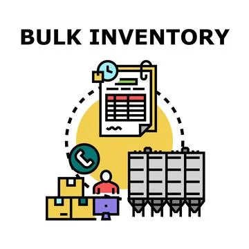 Bulk inventory management processing control and storage concept Stock Illustration