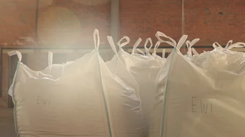 Bulk materials, Container capacity, Sack stockpile Stock Footage 245242117