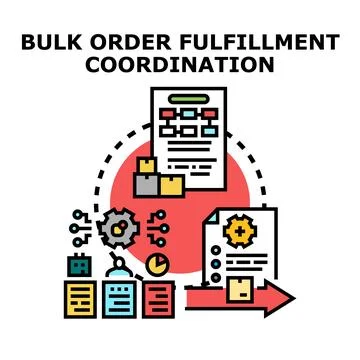 Bulk order fulfillment coordination process vector concept 库存插图