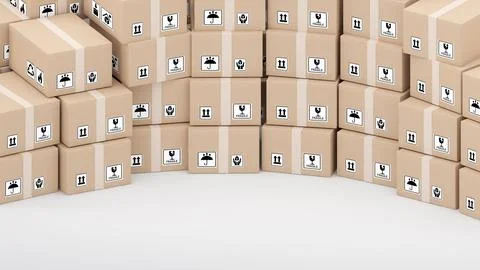 Bulk parcel boxes,parcel delivery,3d rendering Stock Illustration
