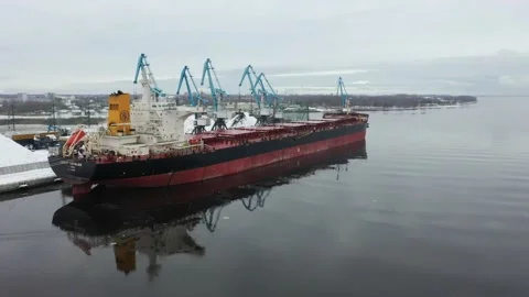 Bulk Ship in port Stock Footage 150262985