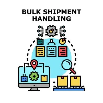 Bulk shipment handling process logistics tracking icon Illustration