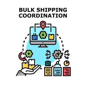 Bulk shipping coordination process management vector Stockillustratie