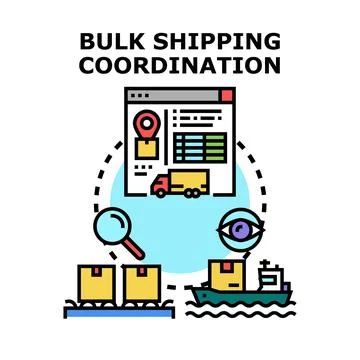 Bulk shipping coordination process through digital logistics management 库存插图