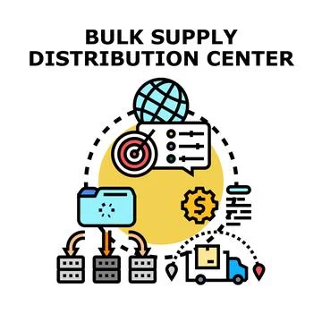 Bulk supply distribution center logistics operations controlling Stock Illustration