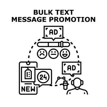 Bulk text message communication promotion concept Stock Illustration