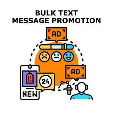 Bulk text message communication promotion concept Stock Illustration