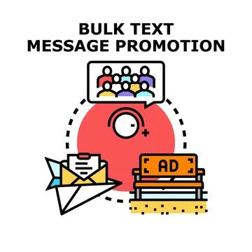 Bulk text message promotion sending communication marketing Stock Illustration