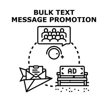 Bulk text message promotion sending communication marketing Stock Illustration
