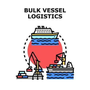 Bulk vessel logistics shipping global cargo distribution system Stock Illustration