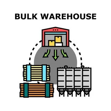 Bulk warehouse managing incoming outgoing materials storage Stock Illustration