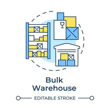 Bulk warehouse multi color concept icon Stock Illustration