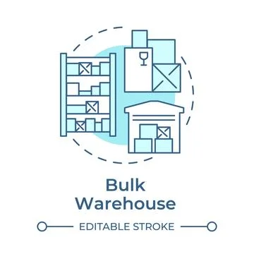 Bulk warehouse soft blue concept icon Stock Illustration