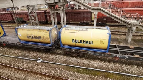 Bulkhaul Limited container train Stock Footage 125816004