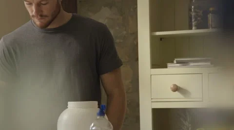 Bulking with protein shakes Stock Footage 56551992