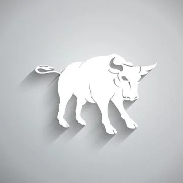 Bull. 3D white paper style Stock Illustration