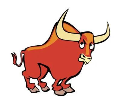 Bull abgry. Color vector flat illustration isolated on white background. Illustration
