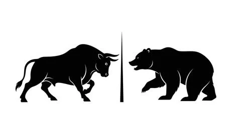 Bull and bear confrontation Stock Illustration