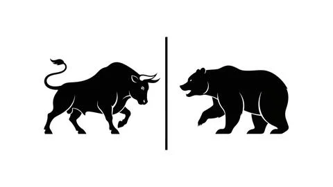Bull and bear symbols Stock Illustration