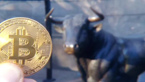 Bull bitcoin iso mining crypto growth up 스톡 동영상 89887458