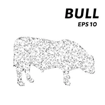 The bull consists of points, lines and triangles. The polygon shape in the .. Illustrazione stock