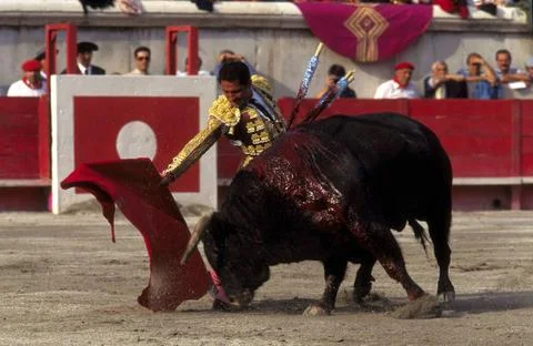  Bull fight The corrida in Nimes, France. Copyright: xDELOCHEx/xBSIPx 0046... Stock Photos